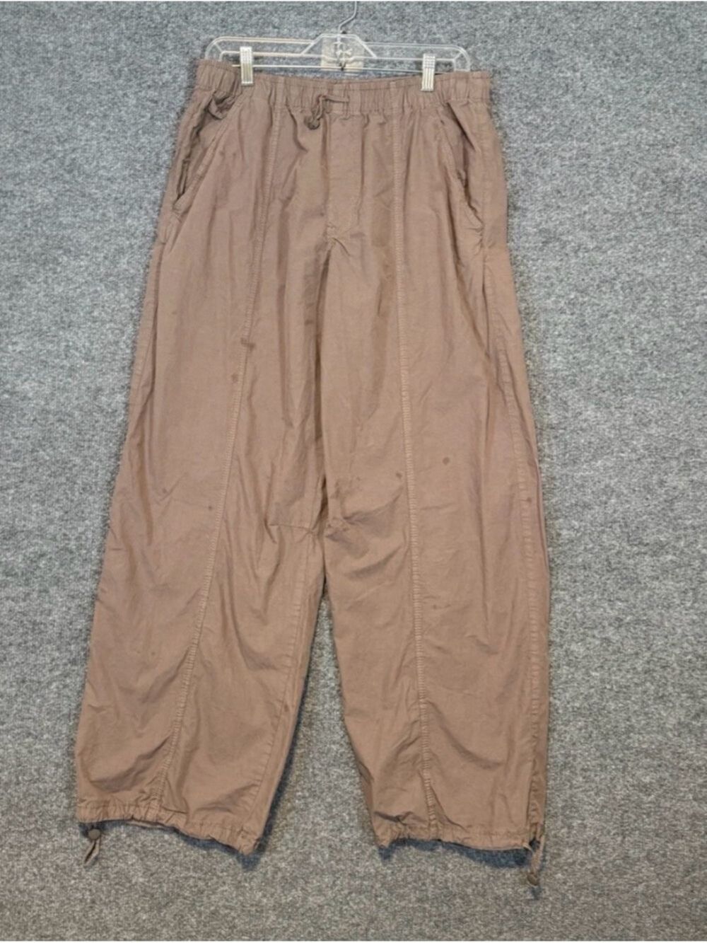 Zara Relaxed Fit Adjustable Hem Drawstring Pants in Tan size XS